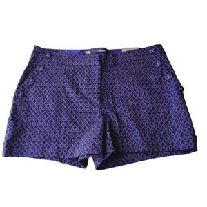 NWT Women's SZ 7/8 Maurice navy geometric pattern print rolled cuff smart shorts